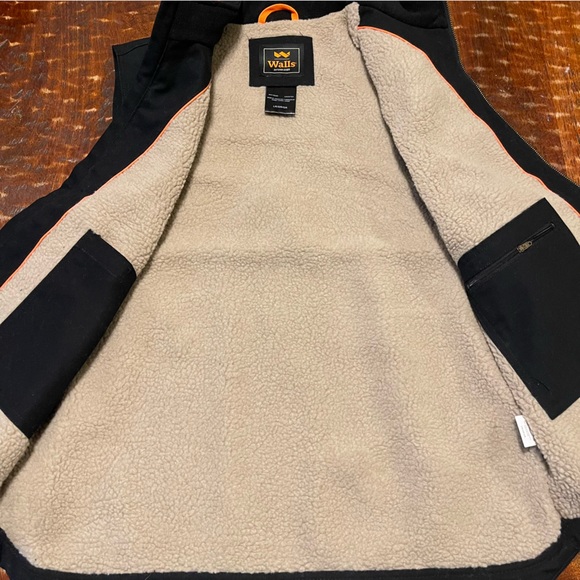 WALLS Men's Black COLEMAN Duck Sherpa Lined Full Zip Work Vest US LARGE - Picture 5 of 11